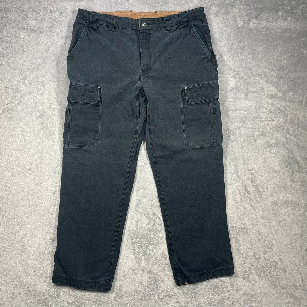 Duluth Trading Co Cargo Pants Mens‎ 42(39)x34(31) Black Fire Hose Canvas Utility